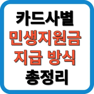 카드사별 민생지원금 지급 방식 총정리