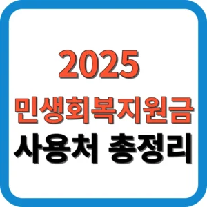 2025 민생회복지원금 사용처 총정리