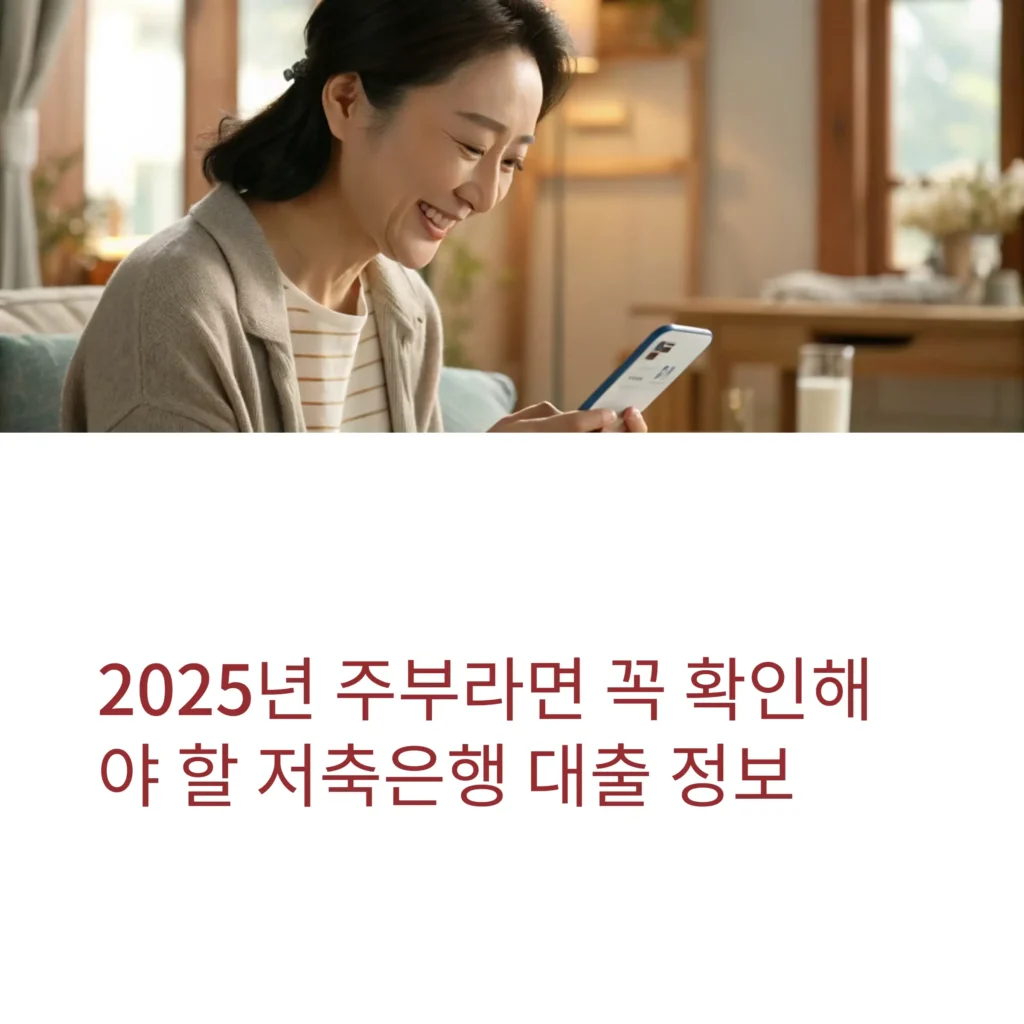 주부대출 가능한 저축은행 BEST 5, 금리 혜택까지 정리