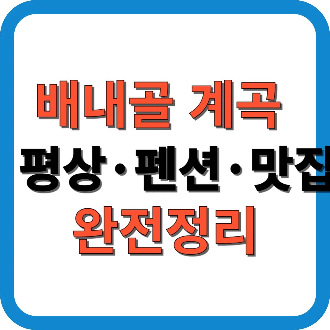 배내골 계곡 평상·펜션·맛집 완전정리