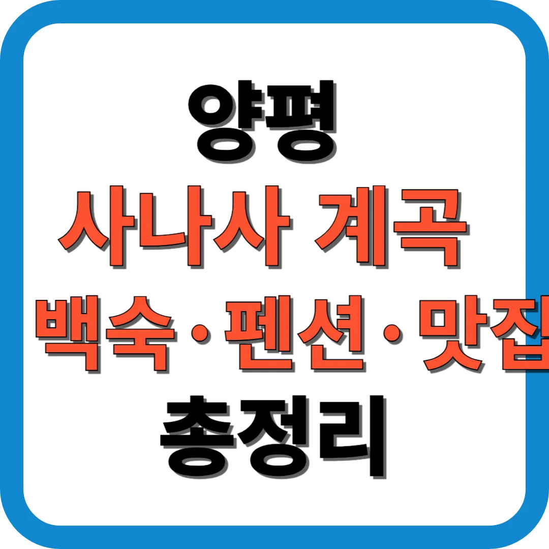 양평 사나사 계곡 백숙·펜션·맛집 총정리
